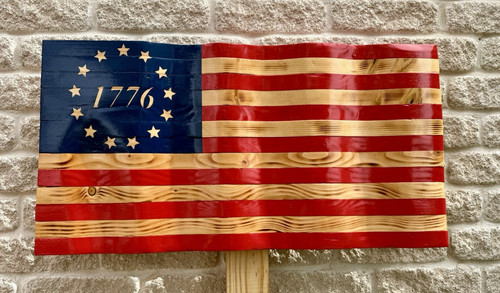 Wooden american wavy flag - wooden,